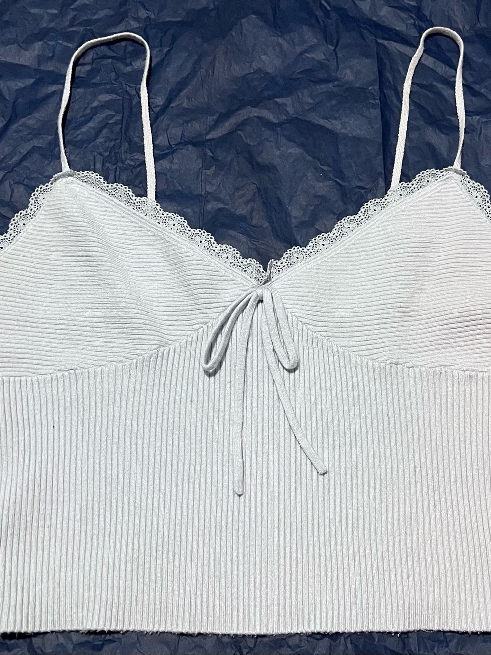 LA Hearts M Ribbed Cropped Cami Top - Light Blue